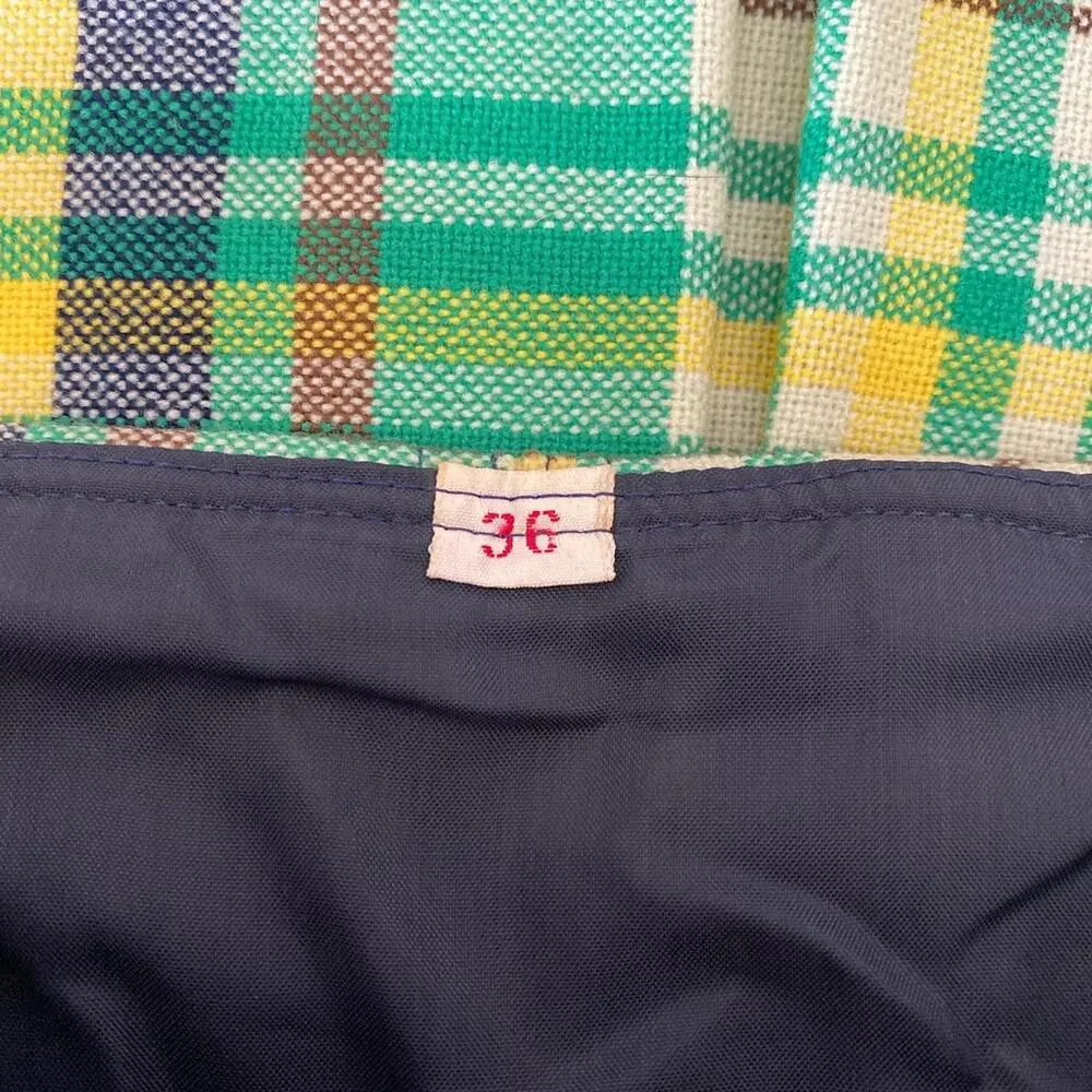 Vintage 70s green plaid pleated mini skirt - Picture 4 of 4
